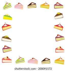 Frame with  pieces cake. Vector 