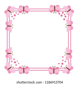 frame with pink butterflies, vector