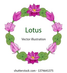 Frame of pink flowers. Vector illustration.