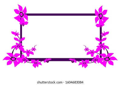 frame with pink flowers, vector illustration with white background.
