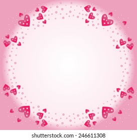 Frame of pink hearts for Valentine's Day. Vector illustration.
