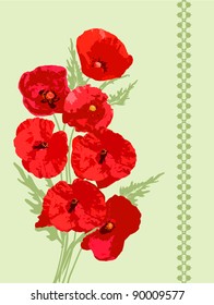  frame and pink poppy vector