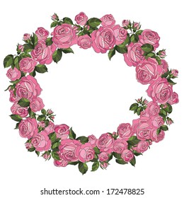 Frame of pink roses
