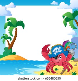 Frame with pirate crab - eps10 vector illustration.