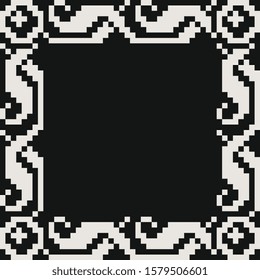 Frame pixel art style, element design for mobile app and web. Banner object for your concept design, invitation, greeting card, poster, photo frame. Video game assets. Isolated vector illustration.