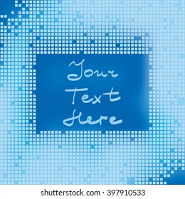 Frame with pixel elements and area for your own text. Can use  for booklet, catalog or site page.