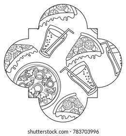 frame with pizza pattern background