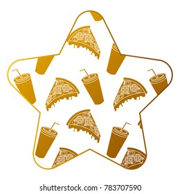 frame with pizza and soda pattern background