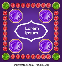 Frame with place for text and Gems. Vector Illustration