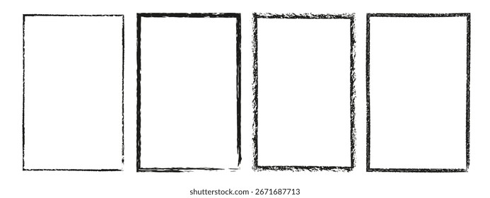 Frame, place for text, quote. Logo template. Rough crayon, chalk texture. Distressed art design. 