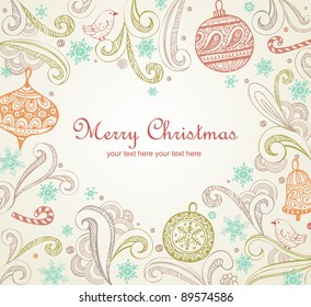 Frame with place for your text in heart shape. Elegant Christmas card.