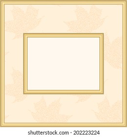 Frame with place for your text or photo in beige and brown tones. Illustration background is seamless pattern. Vector eps 10.