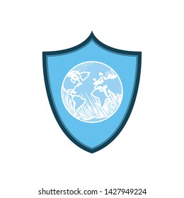 frame with planet earth icon
