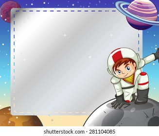 Frame with planets and astronaut design	