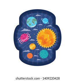 frame with planets of the solar system