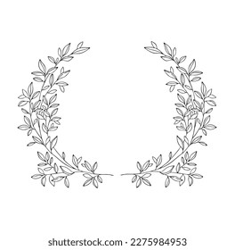frame of plants and flowers. graphics frame made of natural elements. wedding frame made of flowers. twigs and flowers vector. black and white graphics of plants