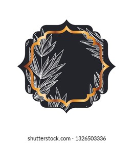 frame with plants and herbs isolated icon