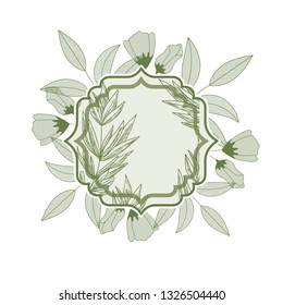 frame with plants and herbs isolated icon