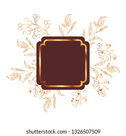 frame with plants and herbs isolated icon