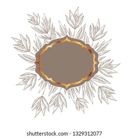 frame with plants and herbs isolated icon