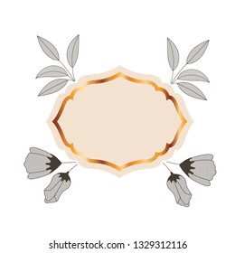 frame with plants and herbs isolated icon