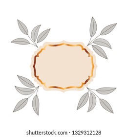 frame with plants and herbs isolated icon