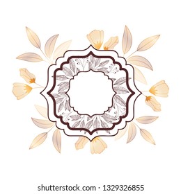 frame with plants and herbs isolated icon