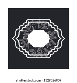 frame with plants and herbs isolated icon