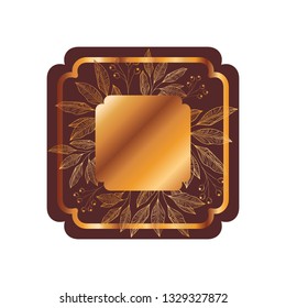 frame with plants and herbs isolated icon