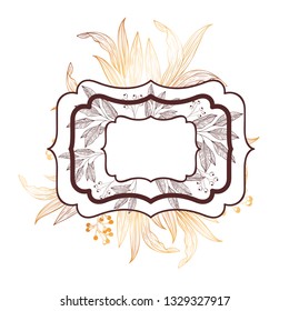 frame with plants and herbs isolated icon
