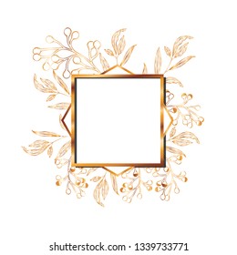 frame with plants and herbs isolated icon