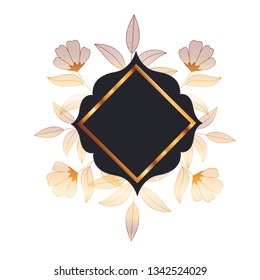 frame with plants and herbs isolated icon