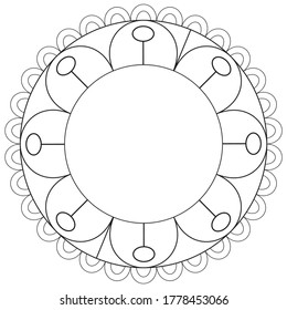Frame plate circular design  Easy coloring book pages for kids   adults  Hand drawn abstract design and decorative round lace ornament mandala 
