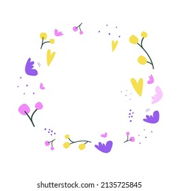
Frame for postcards. With a bright floral pattern. Weddings, birthdays, invitations, postcards, flyers.