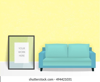 Frame poster mockup and sofa