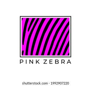Frame with a print of a pink zebra on a white background. Vector illustration.