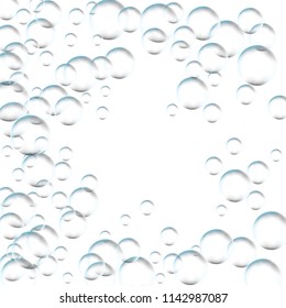 Frame for processing of transparent bubbles. Background of air bubbles