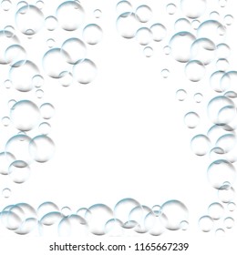 Frame for processing of transparent bubbles. Background of air bubbles
