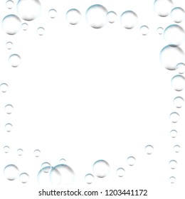 Frame for processing of transparent bubbles. Background of air bubbles