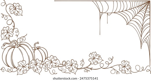 frame with pumpkin and cobweb, Pumpkin vector illustration
