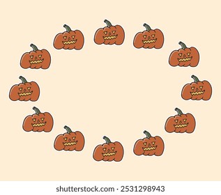 frame. pumpkin frame. a template for a Thanksgiving postcard. an empty frame. Halloween. vector. pattern. an empty center. a horror story.