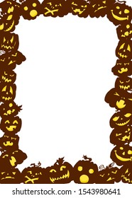 frame with pumpkins. card on a white background halloween.vector image