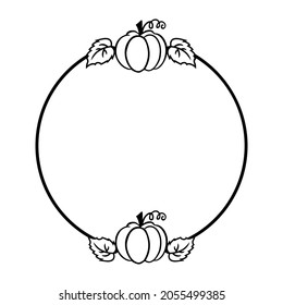 Frame with pumpkins is on white background. Vector illustration.