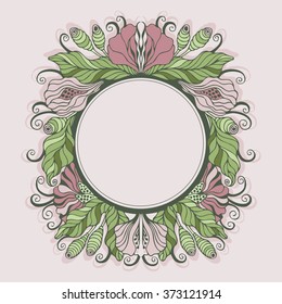 Frame purple flower vector