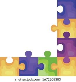 frame of puzzle pieces icons vector illustration design
