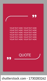 Frame with quotation marks on a pink background. The text in parentheses, the citation blank speech bubbles, quotes bubbles. Text box. Vector illustration.