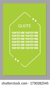 Frame with quotation marks on a yellow background. The text in parentheses, the citation blank speech bubbles, quotes bubbles. Text box. Vector illustration.