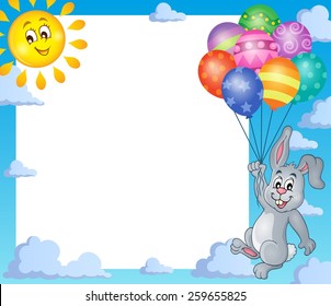 Marco con conejo y globos 1 - ilustración vectorial eps10.