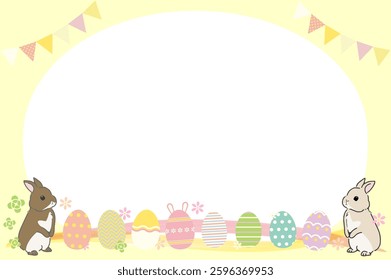 A frame with rabbits and Easter eggs perfect for Easter