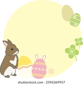 A frame with rabbits and Easter eggs perfect for Easter